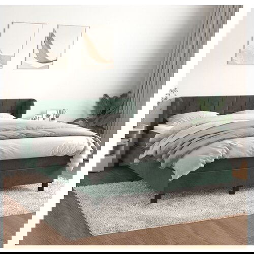 vidaXL Box spring postelja z vzmetnico temno zelena 140x200 Cene