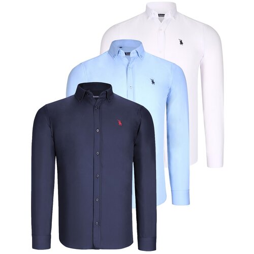 Dewberry TRIPLE SET G725 MEN'S SHIRT-WHITE-NAVY-BLUE Cijene