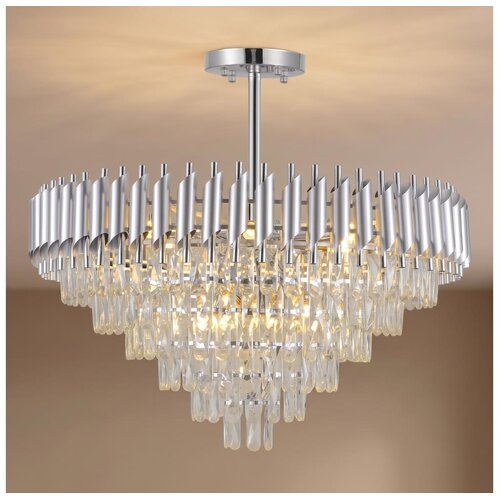 Brilagi Plafonski luster ECLIPSE 12xE14/10W/230V, prečnik 78 cm, srebrne boje Slike