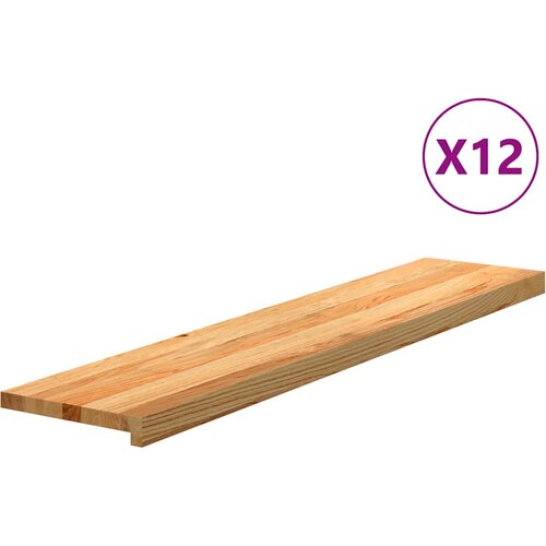 VidaXL podloge za stopnice 12 kosov rjave 120x30x2 cm trdna hrastovina Slike