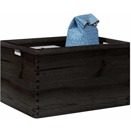  Drvena kutija s ručkama crna 40x30x23 cm puno drvo bor Cijene