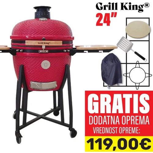 Grill King 24" keramični kamado žar s smokerjem in opremo, 61 cm, (21142330)