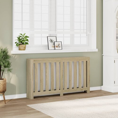 vidaXL Pokrov za radiator sonoma hrast 149x20x82 cm inženirski les Cene