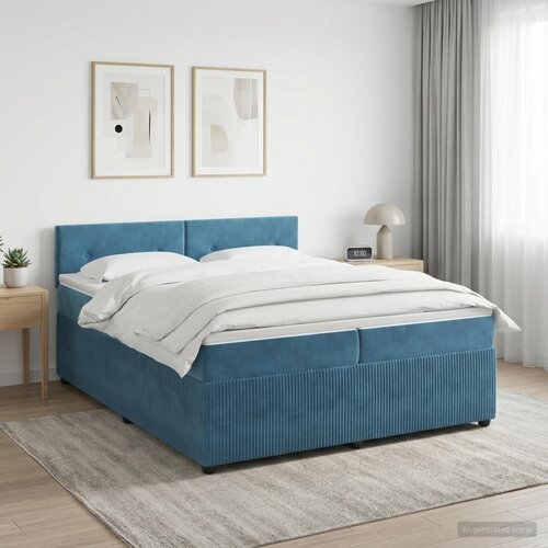  Boxspring krevet s madracem Tamno plava 200 x 200 cm Baršun Cene