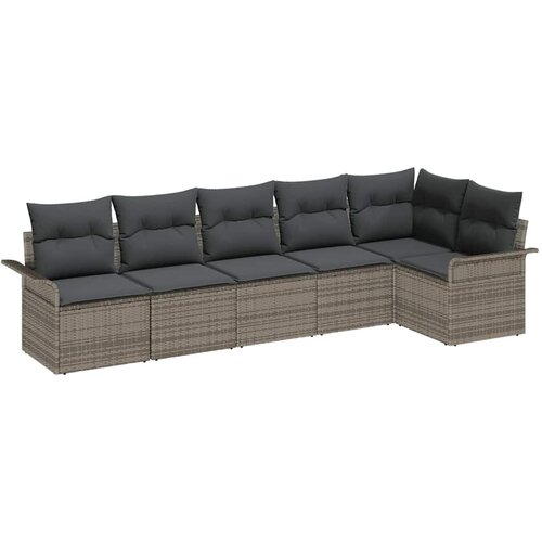  Sjedeća garnitura za vrt 6 kom. Siva poliratan 297,5 x 132,5 x 85 cm Slike