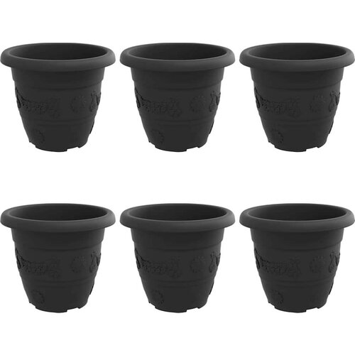  Okrugla saksija za cveće 6 pcs Crna &amp;Oslash; 26 x 21.5 cm Plastika - Crna &amp;Oslash; 22 x 18 cm 6 Slike