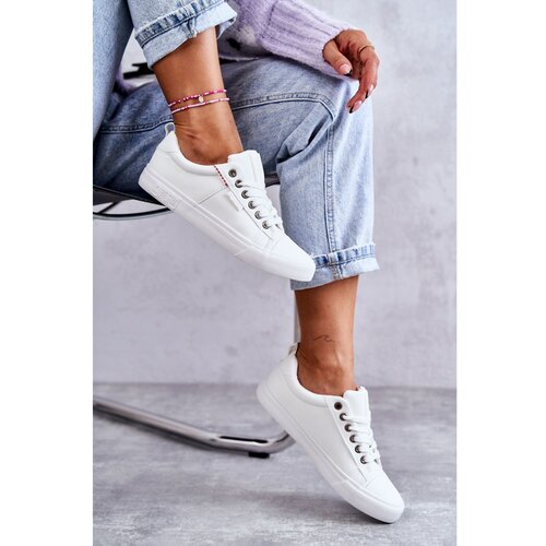 Big Star Women's Low Leather Sneakers KK274005 White Slike