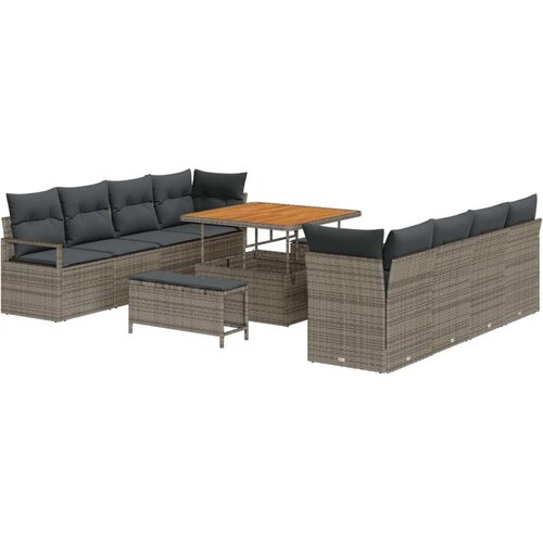 Set Vrtnih Sofa od 11 dijelova s Jastučićima Siva Poly Rattan 2-Sjedalo Vrtna Sofa s Jastučićima Siva Poly Rattan 3 Dijelni Se Cene