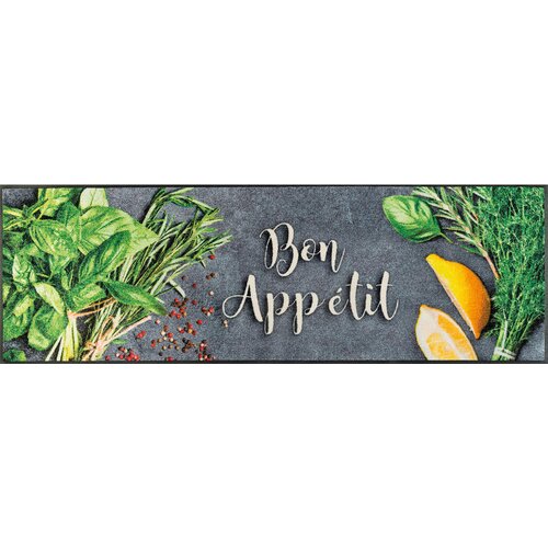 wash+dry KUHINJSKI TEKAČ Bon App&eacute;tit 60/180 cm potiskano siva, zelena Cene