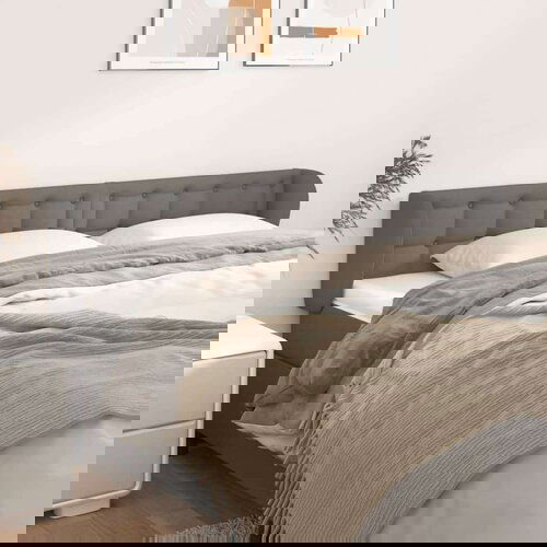  Vzglavje z u&amp;scaron;esi sivo 183x23x78/88 cm umetno usnje, (20793009) Slike