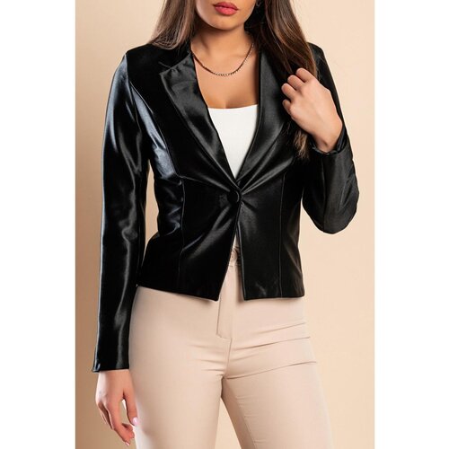 Fenzy eleganten blazer iz imitacije satena, črn Cene