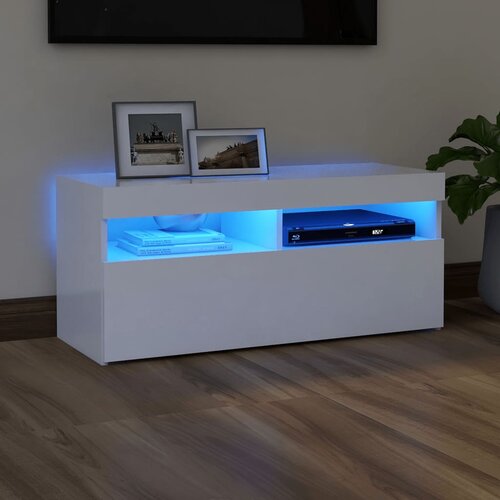 VidaXL TV ormarić s LED svjetlima bijeli 90x35x40 cm Slike