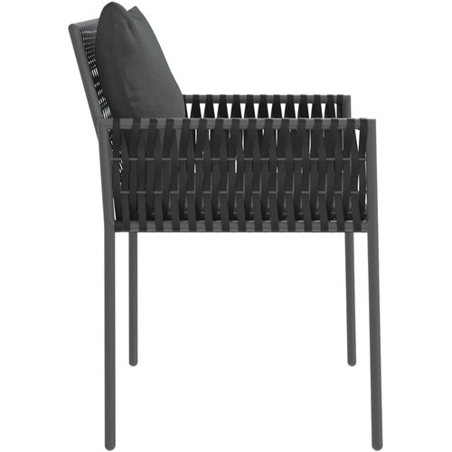  Vrtne stolice s jastucima 6 kom crne 54x61x83 cm od poliratana Slike