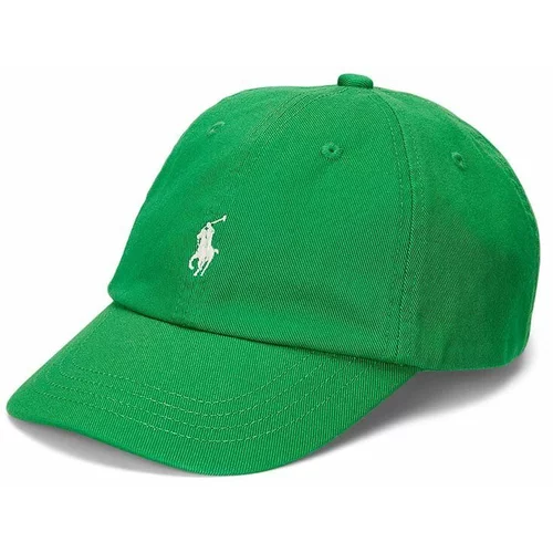 Polo Ralph Lauren Otroška bombažna bejzbolska kapa zelena barva