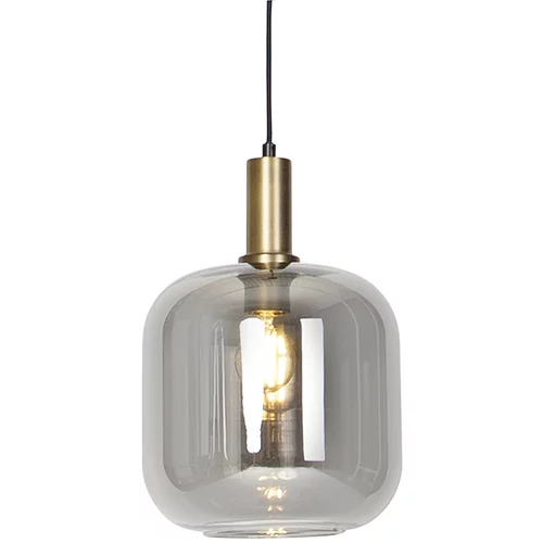 QAZQA Dizajnerska viseča svetilka črna z zlatom z dimnim steklom - Zuzanna