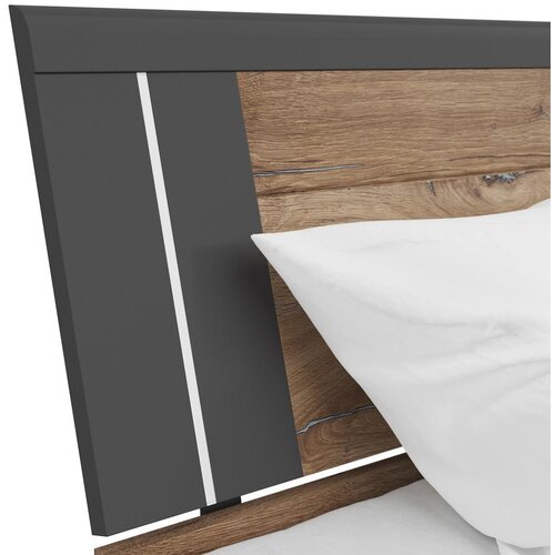 XXXL Postelja S Predali Saturn, Hrast, Temno Siva, 160x200 Slike