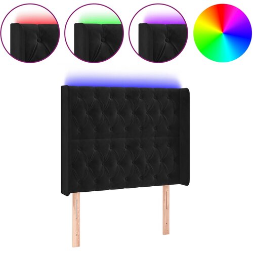 Maison Chic led posteljno vzglavje - vzglavna omarica - nočna omarica črno 103x16x118/128 cm žamet, (21708634) Slike