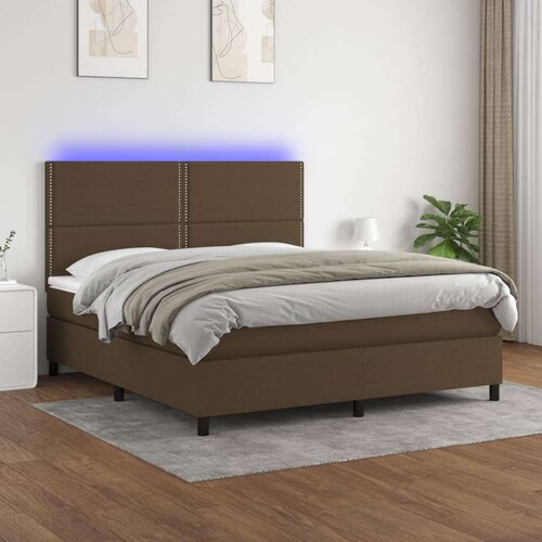  Box spring postelja z vzmetnico LED temno rjava 180x200cm blago, (20899843) Cene