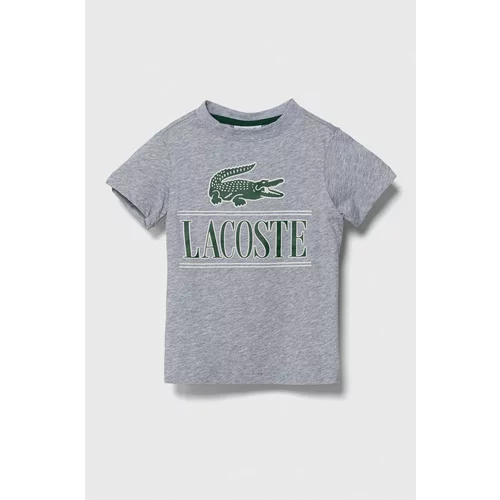 Lacoste Dječja pamučna majica kratkih rukava boja: siva, s tiskom