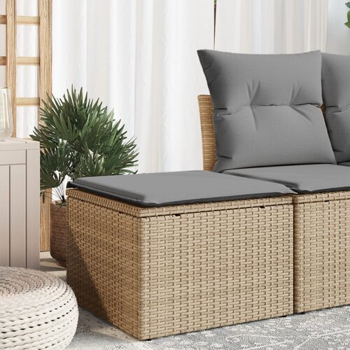 vidaXL Vrtni stolček z blazino bež 55x55x37 cm poli ratan Cene