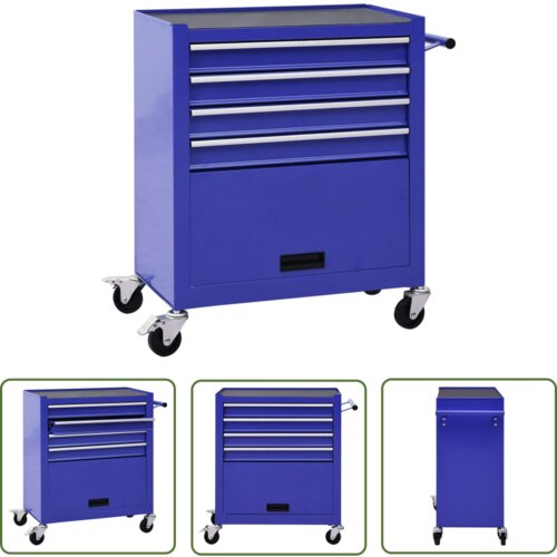 The Living Store Voziček za orodje s 4 predali iz jekla moder - Voziček Za Orodje, (21738137) Cene