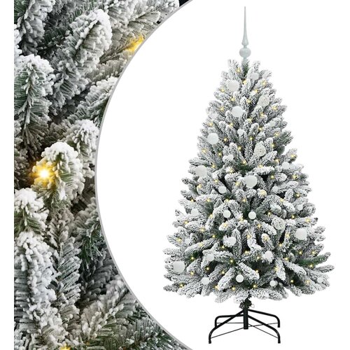 vidaXL Umestno božično drevo Zelena in Bela 150 cm PVC in kovina, (5000067071) Cene