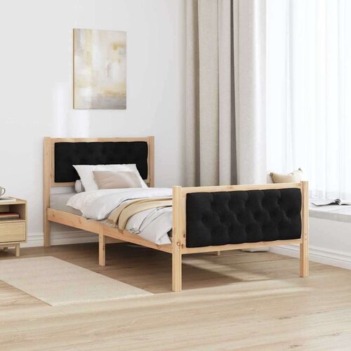  Okvir za krevet s uzglavljem Crna 90 x 190 cm tkanina Slike