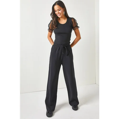 Olalook Pants - Black - Wide leg