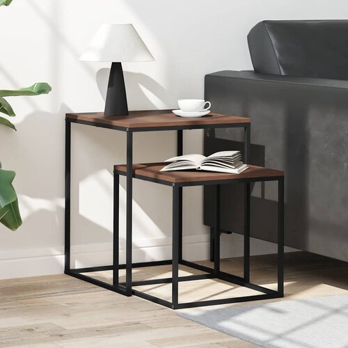  2-dijelni set stolića za kavu od konstruiranog drva i metala Slike