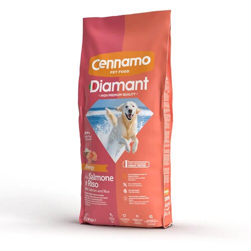 CENNAMO DIAMANT Dog Adult All Breeds Energy con Salmone e Riso - hrana za aktivne odrasle pse sa lososom i pirinčem (15kg) Slike