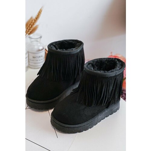 Kesi Insulated children's snow boots with decorative fringes, Black Nimia Slike