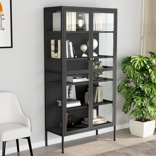 The Living Store za izlaganje antracit 90x40x180 cm čelik/kaljeno staklo Cijene