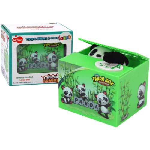 Panda Piggy Bank Learning to Save Teddy Bear Green Box Slike