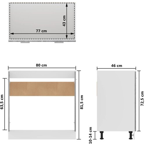  za sudoper &amp;quot;Lyon&amp;quot; sivi Sonoma 80x46x81,5 cm Konstruirano drvo Slike