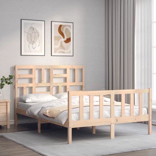 The Living Store Posteljni okvir z vzglavjem 4FT trden les - Posteljni Okvir, (21522904) Slike