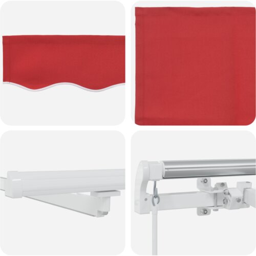 vidaXL Ročna zložljiva tenda z LED Rdeča 450x300 cm, Tenda nadomestno platno za 4,5x3 m okvir Rdeča Cene