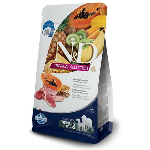 N&d tropical selection hrana za odrasle pse jagnjetina, spelta, ovas i tropsko voće medium&maxi 10kg Slike