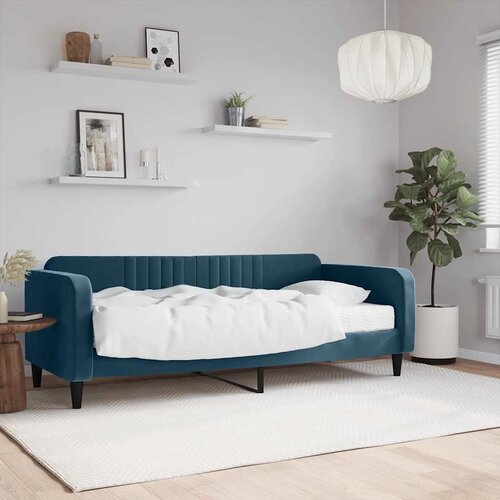  Dnevni krevet s madracem plavi 90 x 200 cm baršunasti Cene