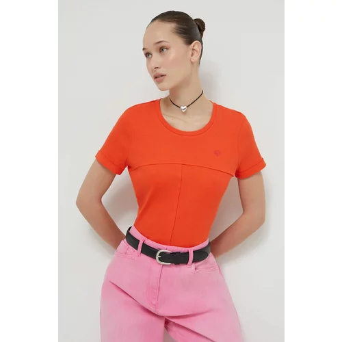 Desigual Kratka majica ženski, oranžna barva
