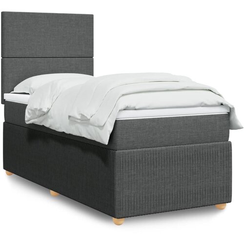 vidaXL Box spring postelja z vzmetnico temno siva 90x200 cm blago Cene