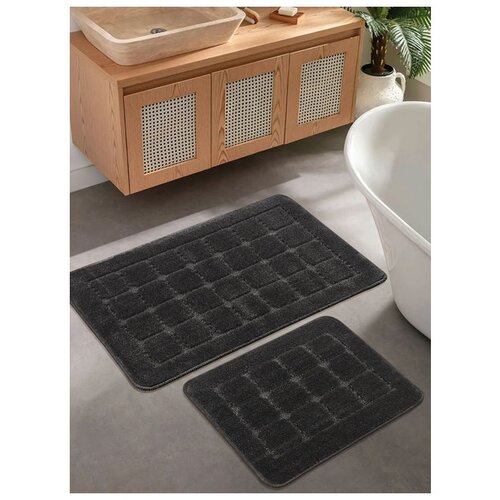  kareli - anthracite anthracite bathmat set (2 pieces) Cene