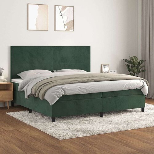  Krevet s oprugama i madracem tamnozeleni 200x200 cm bar&amp;scaron;unasti Slike