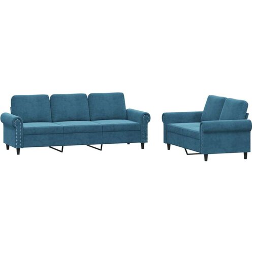 VidaXL 2-dijelni set sofa s jastucima plavi bar&amp;scaron;unasti Slike