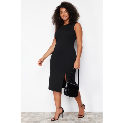 Trendyol Curve Black Slit Detailed Midi Knitted Dress Slike
