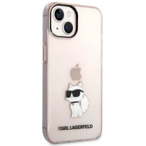 Karl Lagerfeld KLHCP14SHNCHTCP za&amp;scaron;čita ovitek za iphone 14 prozorno roza - iml nft choupette logo Slike