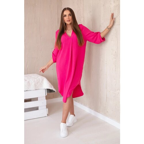 Kesi Fuchsia dress with a V-neck Slike