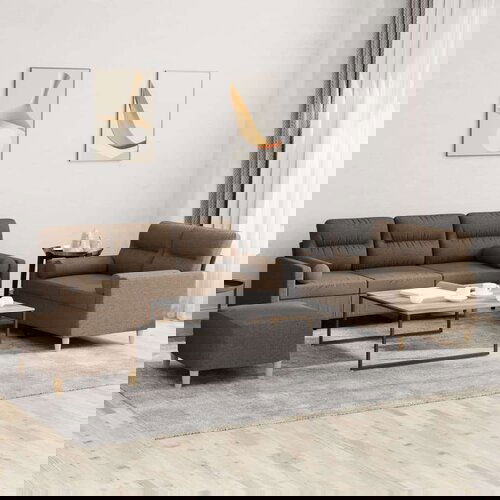  3-dijelni set sofa s jastucima smeđi od tkanine Cene