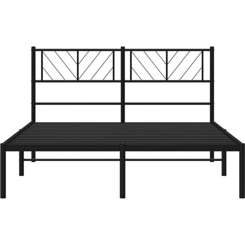  Metalni okvir za krevet s uzglavljem crni 135x190 cm Slike