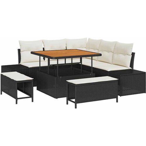  Sjedeća garnitura za vrt 8 kom. Crna poliratan 209 x 209 x 85 cm Slike