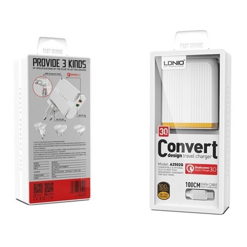 Ldnio Komplet adapter A2502Q 220v 2x USB 1x QC 3.0 1x 2,4A + USB C kabel Cene